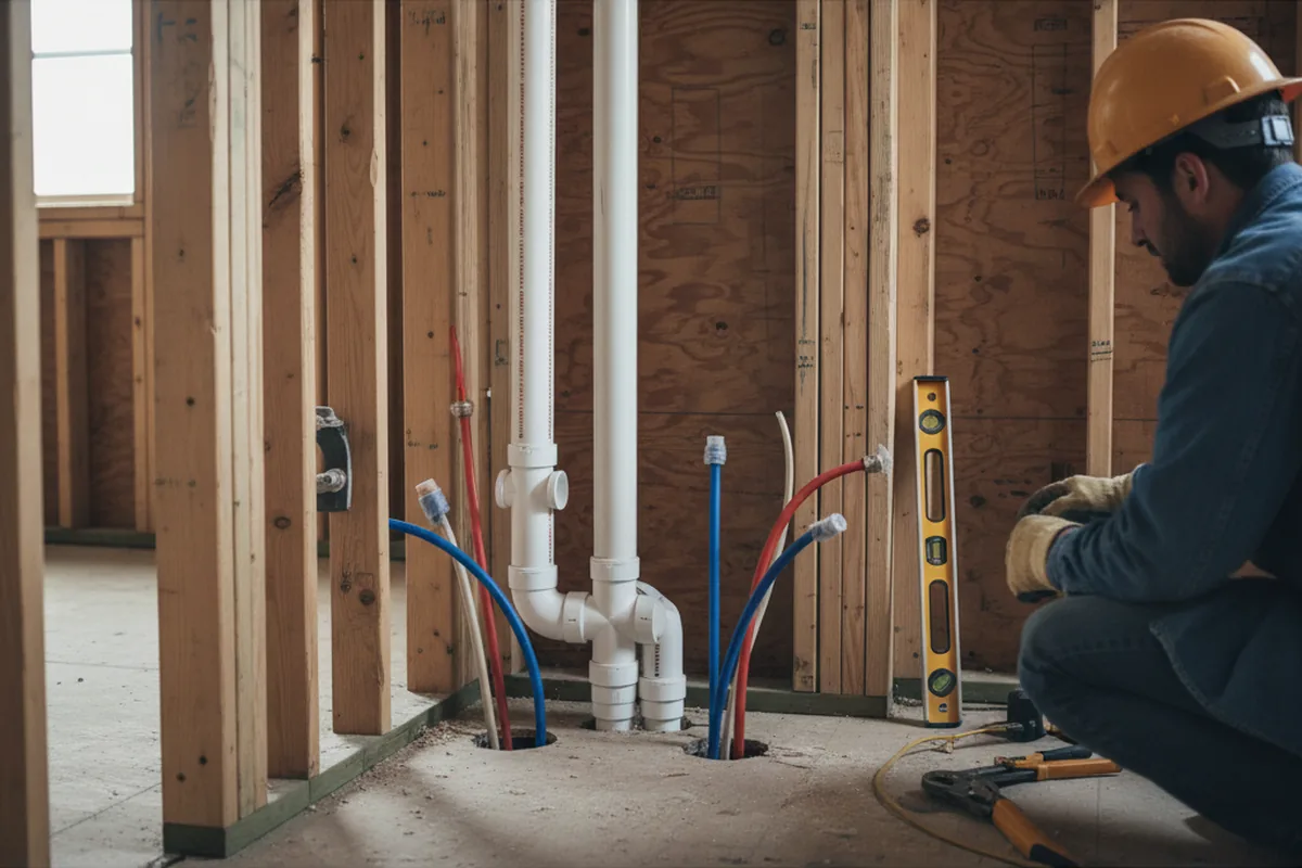 Drain and supply rough-in during Drain Cleaning in Evans Mills